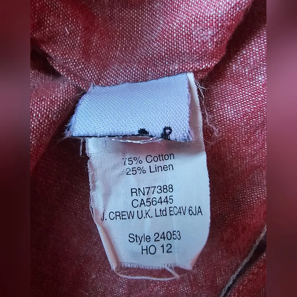 J.Crew Sporting Goods Light Red Button Down Shirt, Small Chambray Workwear EUC